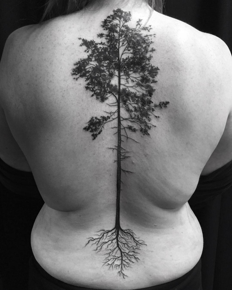 tree spine tattoo 
