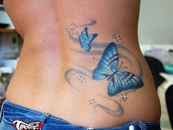 Butterfly tattoo on the upper back