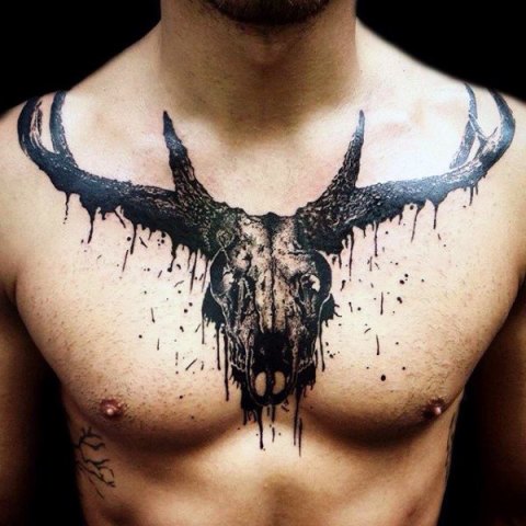 Black-deer-skull-tattoo
