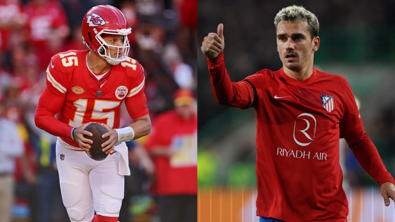 A star-studded interaction! Antoine Griezmann and reigning NFL MVP Patrick Mahomes swap signed jerseys | Goal.com English Saudi Arabia