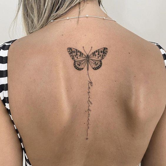 Tattoo of Flowers Butterflies Back