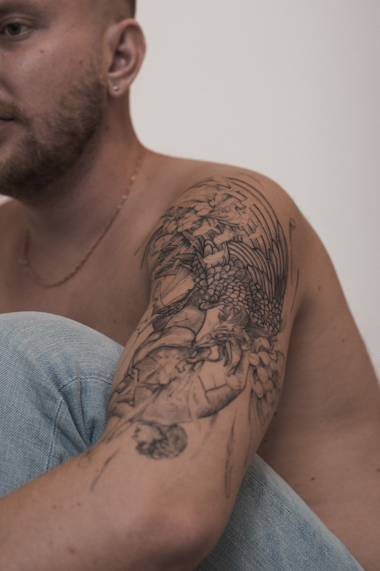 tattoo collaboration Ksenia Way Ink and @lescrowtattoo