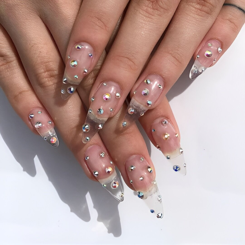 35 Gorgeous Clear Crystal Nails That Are Lovely As Cinderella’s Glass Slippers - 237