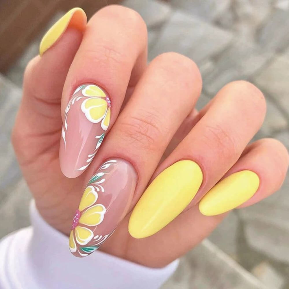 40 Stunning Yellow Acrylic Nails To Shine All Year Long - 263