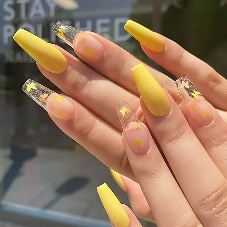 40 Stunning Yellow Acrylic Nails To Shine All Year Long - 265