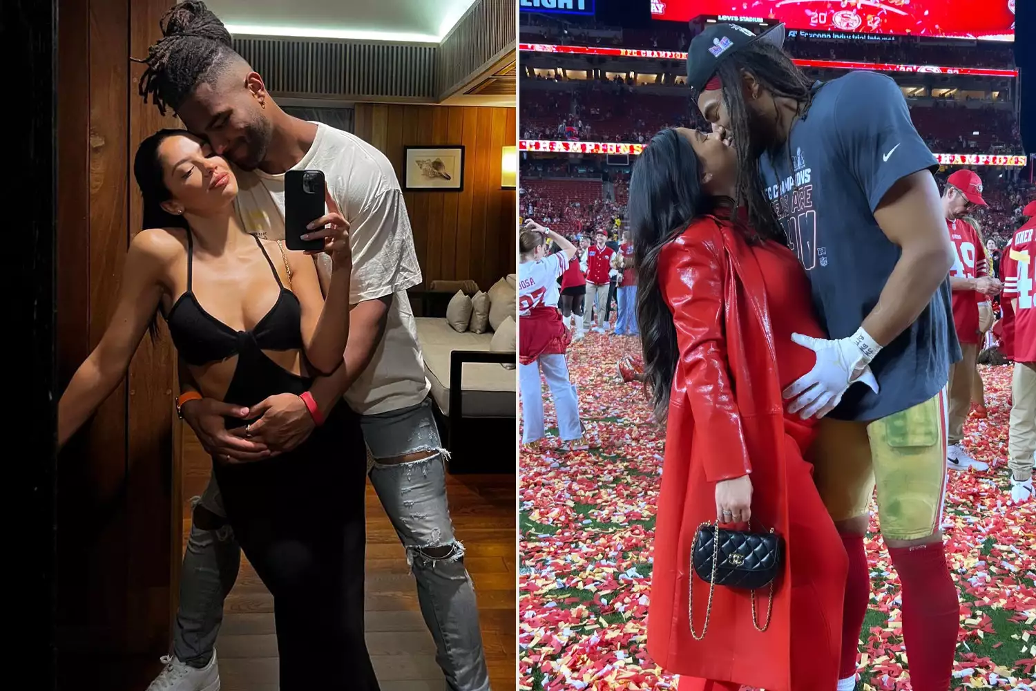 San Francisco 49ers Linebacker Fred Warner Celebrates NFC Championship Win with Pregnant Wife Sydney