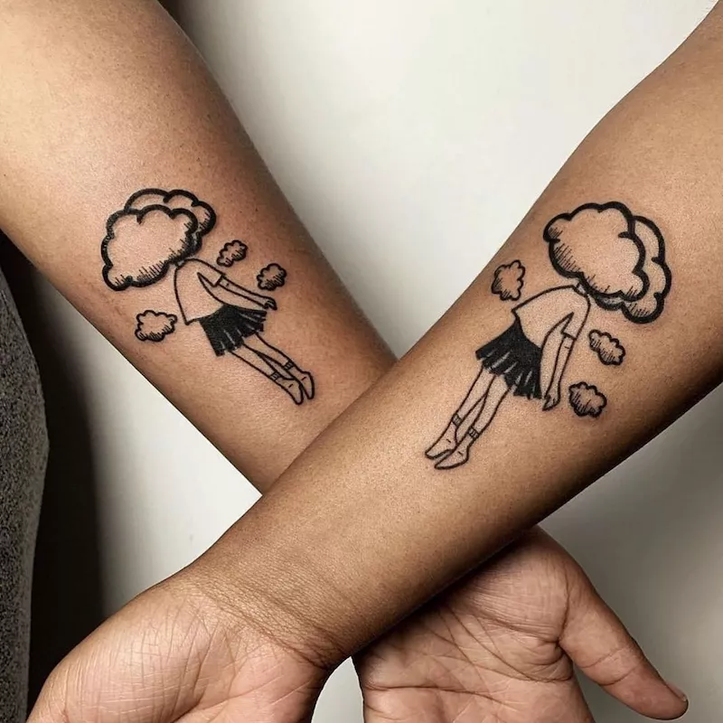 Best Friend Tattoos Head in the Clouds