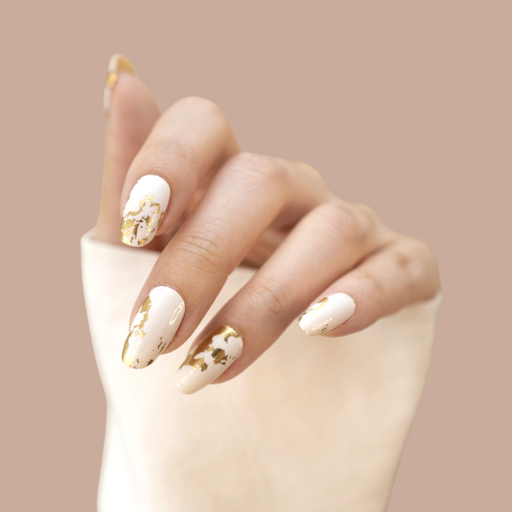 Dense White With Gold Foil For Short-time Nails NAIL ART, 59% OFF