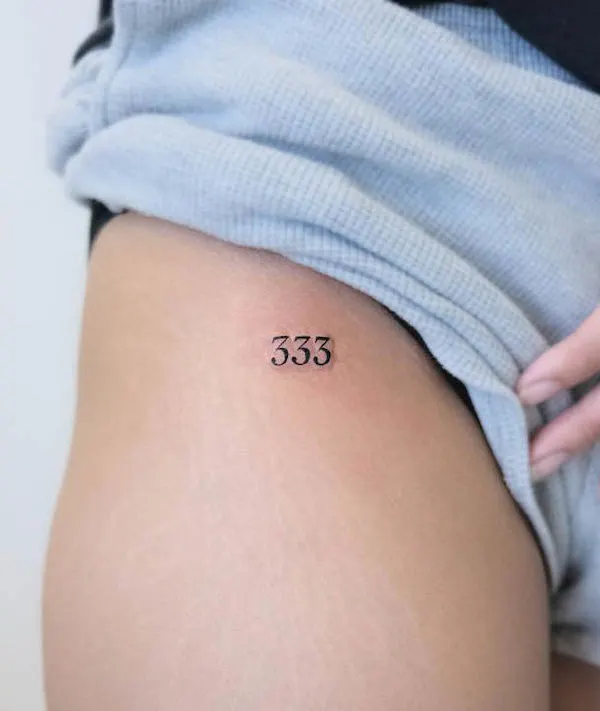 333 angel number tattoo by @baronart_mauro