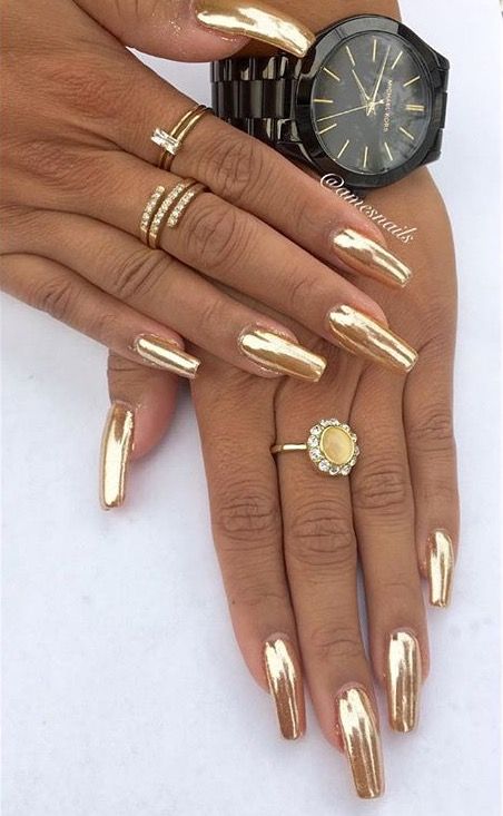 Pin by Christina Valdez on Pretty Nails | Gold nails, Gold chrome nails,  Stylish nails