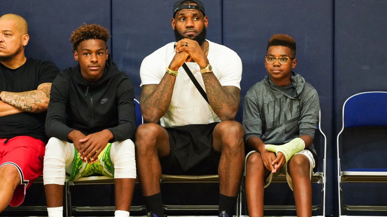 LeBron James with sons Bryce and LeBron Jnr