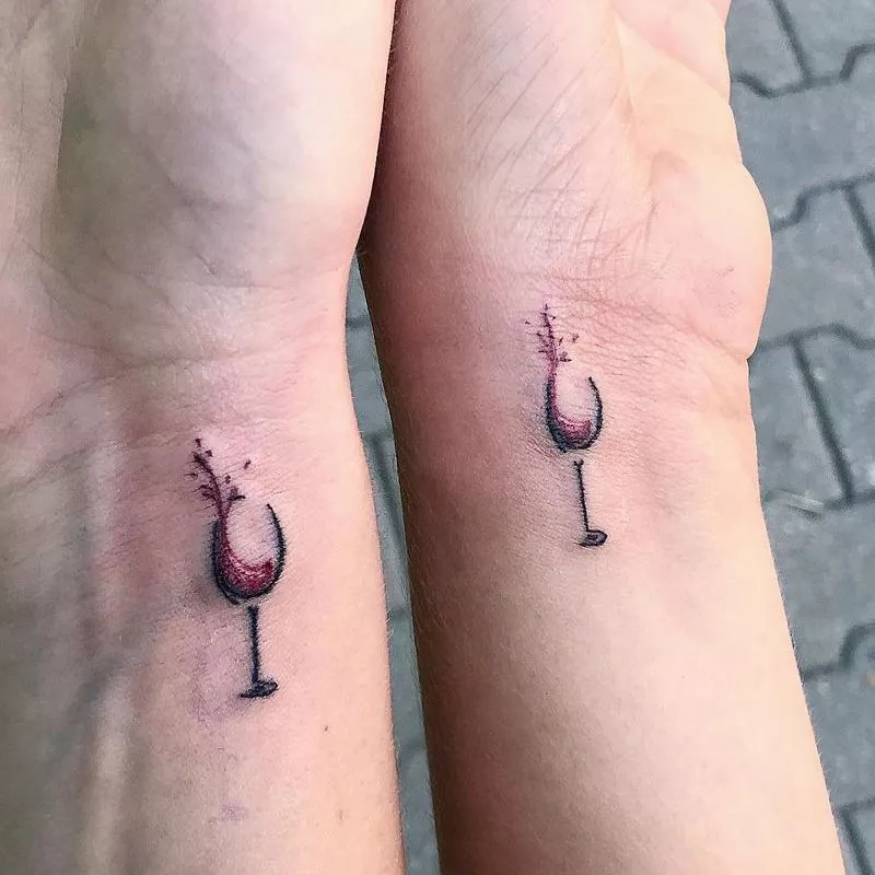 Best Friend Tattoos Wine Glasses