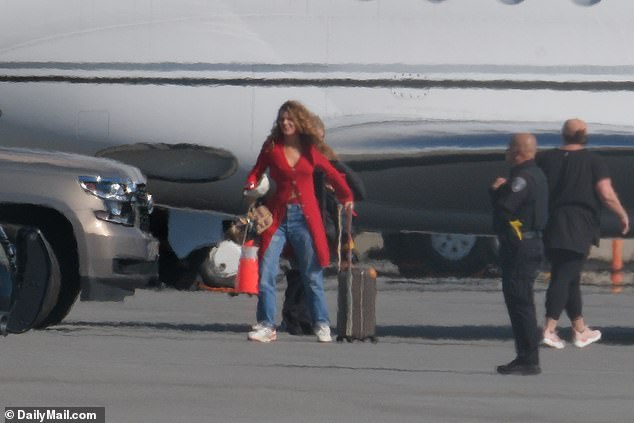 Lively was seen getting off the plane at Burbank with her luggage on return to Los Angeles