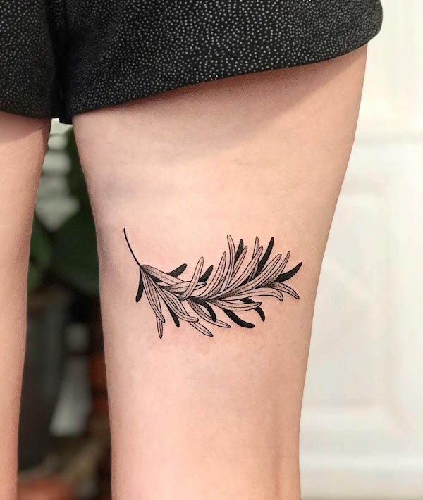 Black and grey leaves tattoo by @charlotte_andtheteapot