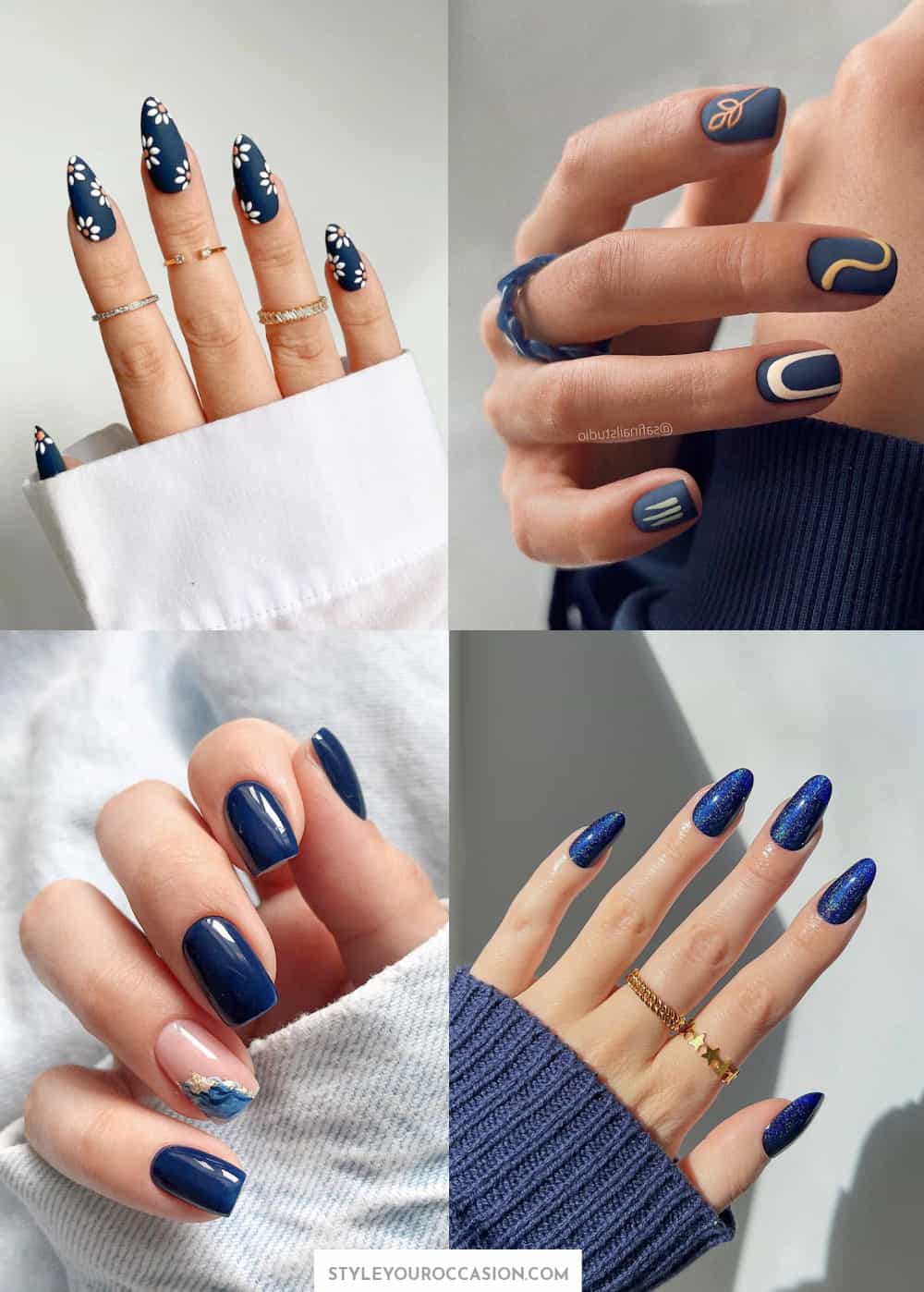 19+ Stunning Navy Blue Nails & Dark Blue Nails To Copy