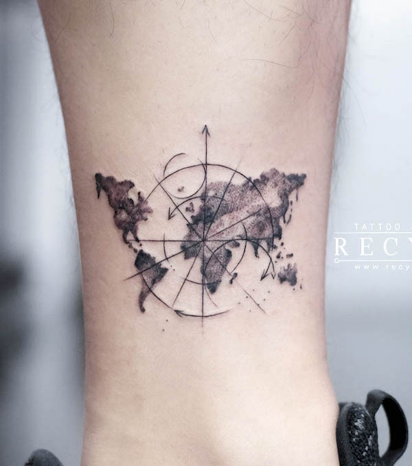 Small map tattoo by @recycle.tattoo