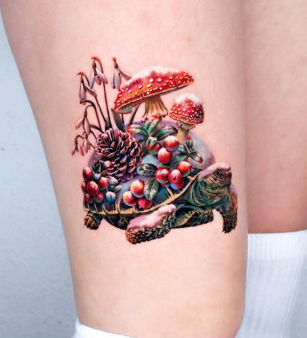 Turtle fantasy tattoo by @non_lee_ink