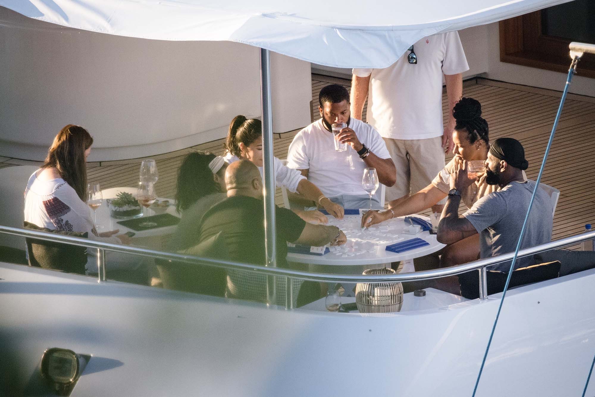 LeBron James plays UNO with friends on a yacht.