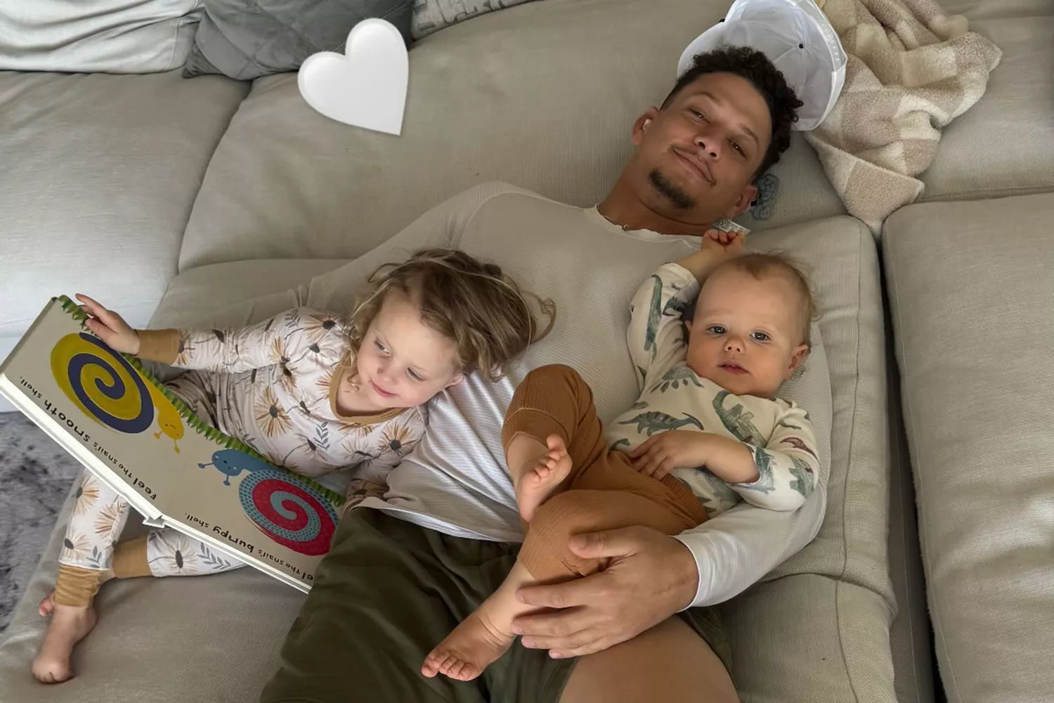 Patrick Mahomes with his children