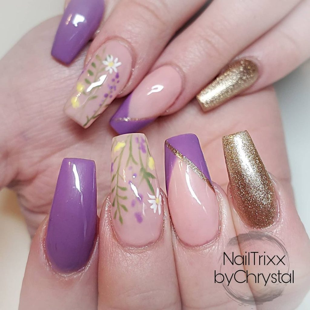 purple spring nail designs