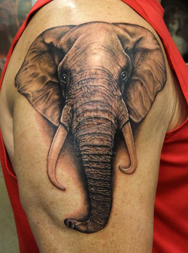 Half sleeve elephant head tattoo <