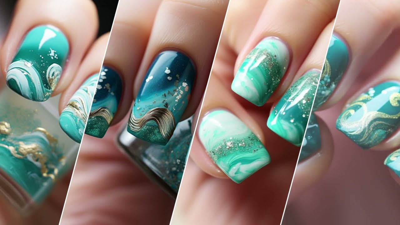 Nail Art ideas August 2023 collection Ocean Blue, Turquoise - YouTube