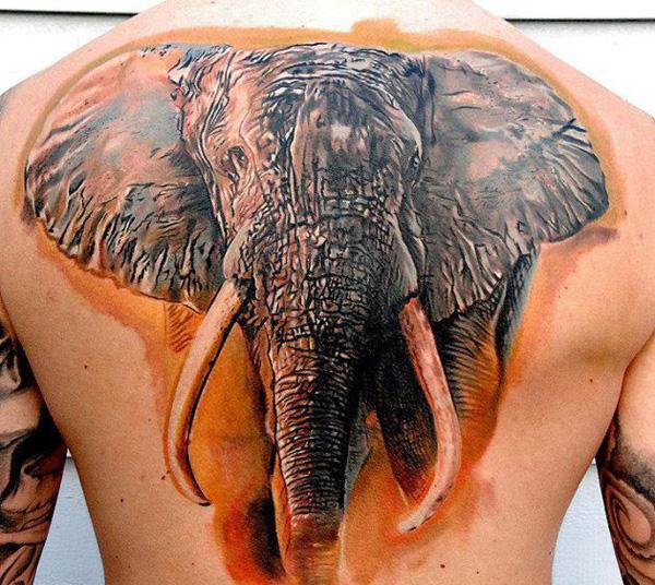 3D elephant back tattoo
