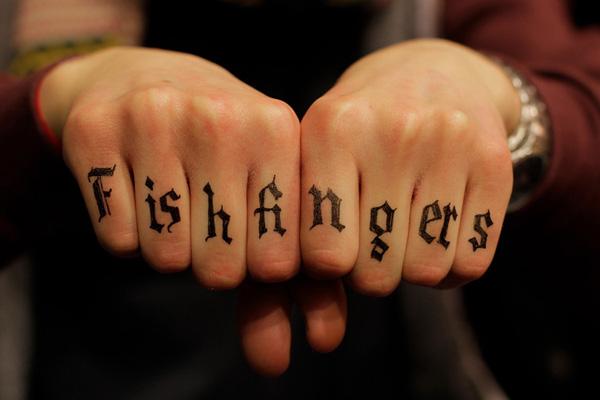 Fish Fingers - Font finger tattoo