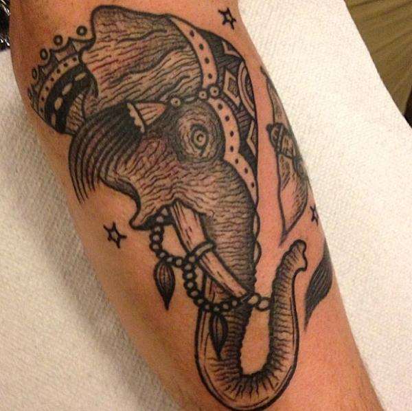 Elephant with bracelet on its tusk