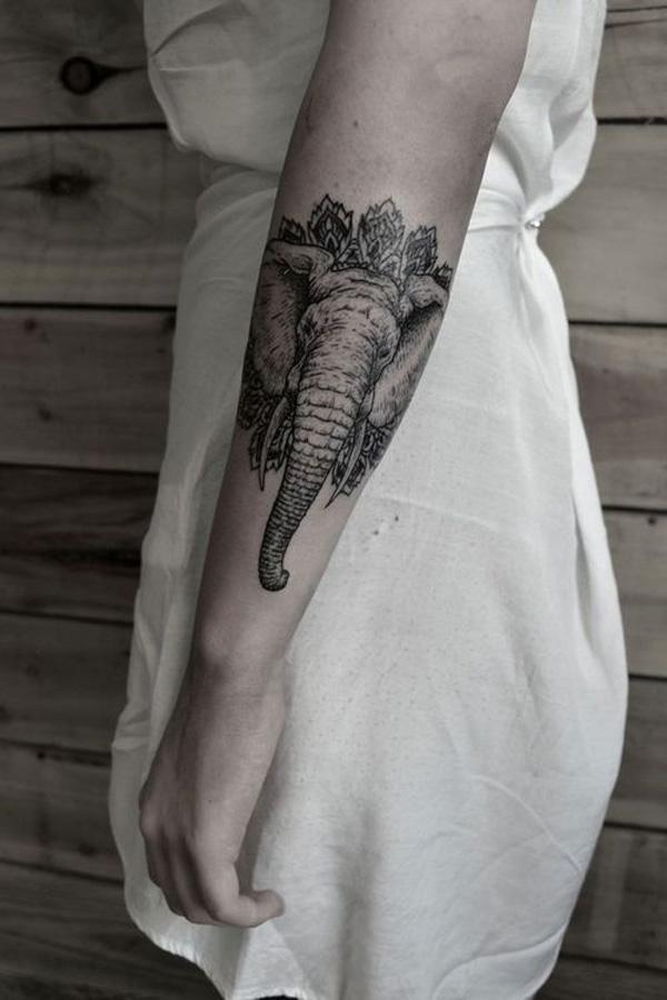 Mandala Elephant forearm tattoo