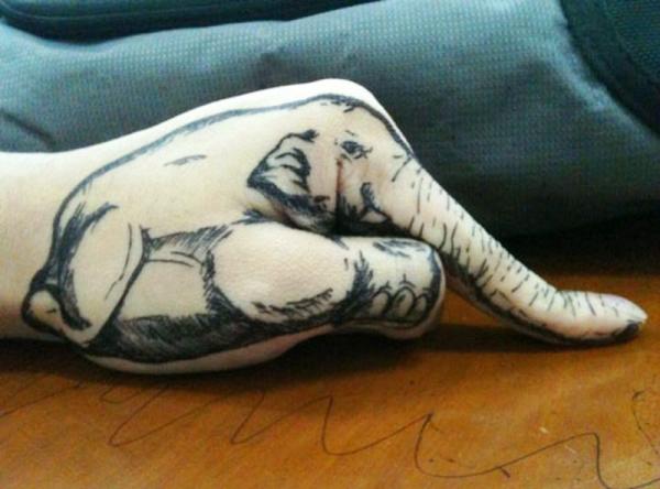 Cute elephant hand tattoo