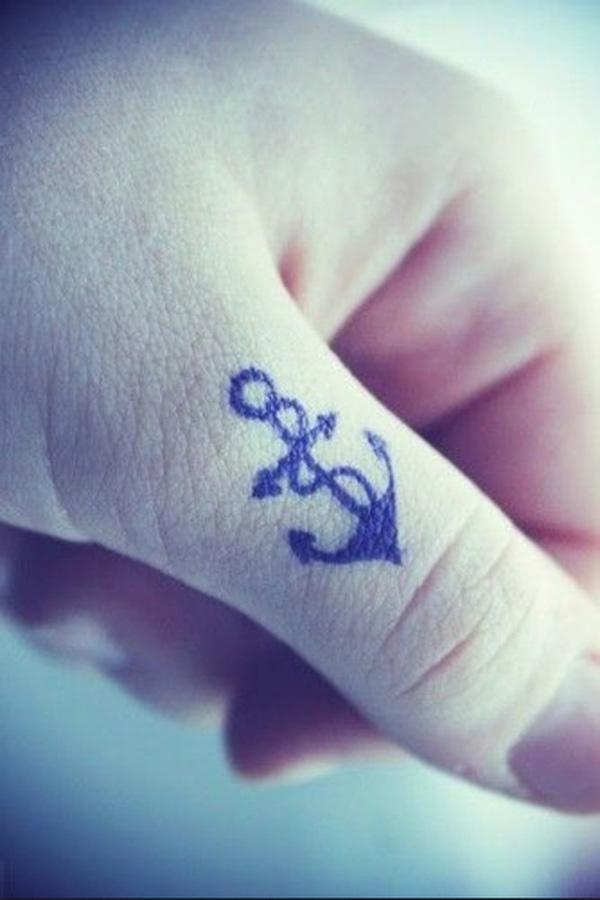 Anchor Tattoo on thumb Finger