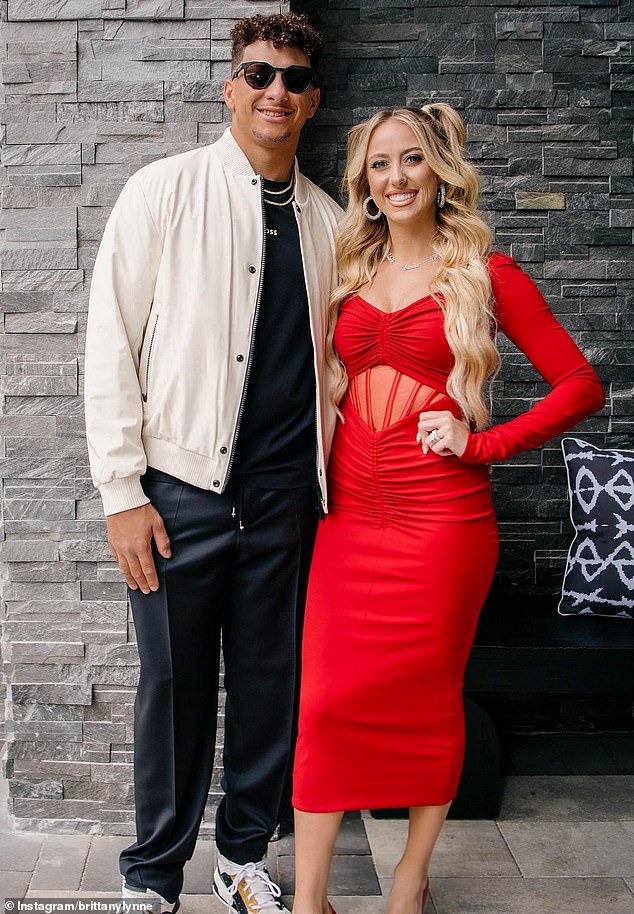 Back in April, the Texan beauty turned heads after she posed with Patrick on Instagram wearing an unusual red dress with dramatic ruching and a sheer section at the midriff