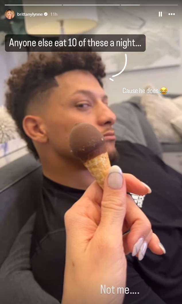 Brittany makes fun of her husband for his ability to eat 10 ice creams per evening