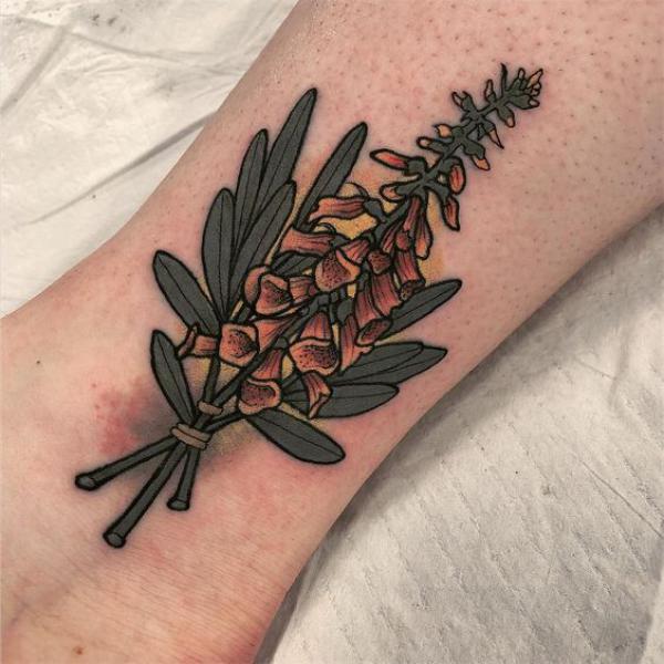 A bouquet of foxglove tattoo