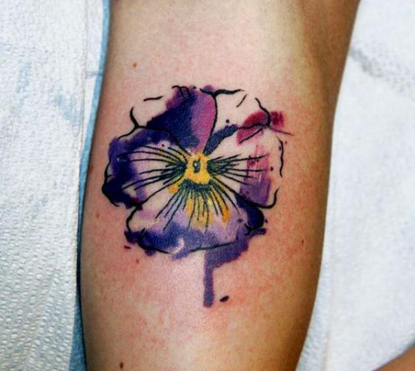 A piece of violet flower in waterclor style