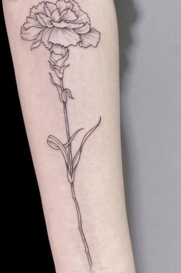 Black and grey carnation tattoo
