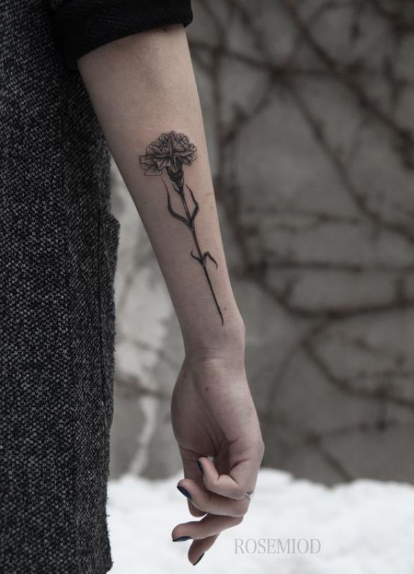 Black carnation tattoo