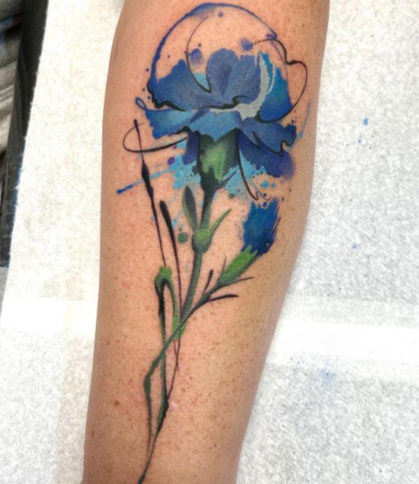 Blue carnation tattoo