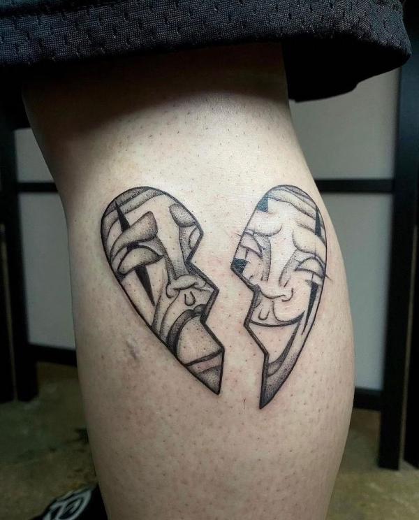 Broken heart laugh and cry tattoo