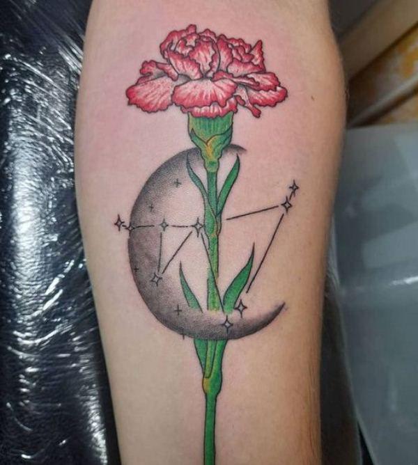 Carnation and constellation tattoo