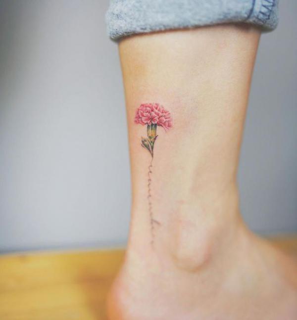 Carnation ankle tattoo