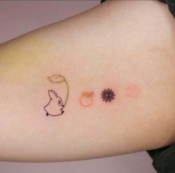 Chibi totoro and Susuwatari tattoo
