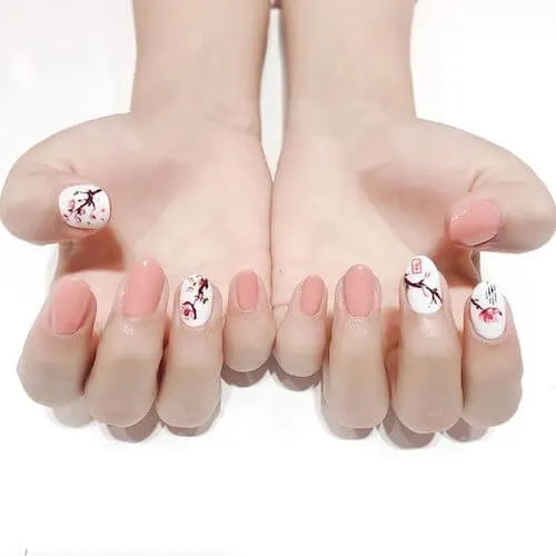 Chinese Floral Nail Ideas