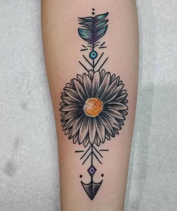 Daisy and an arrow tattoo