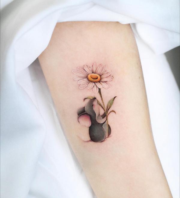 Daisy and mouse tattoo