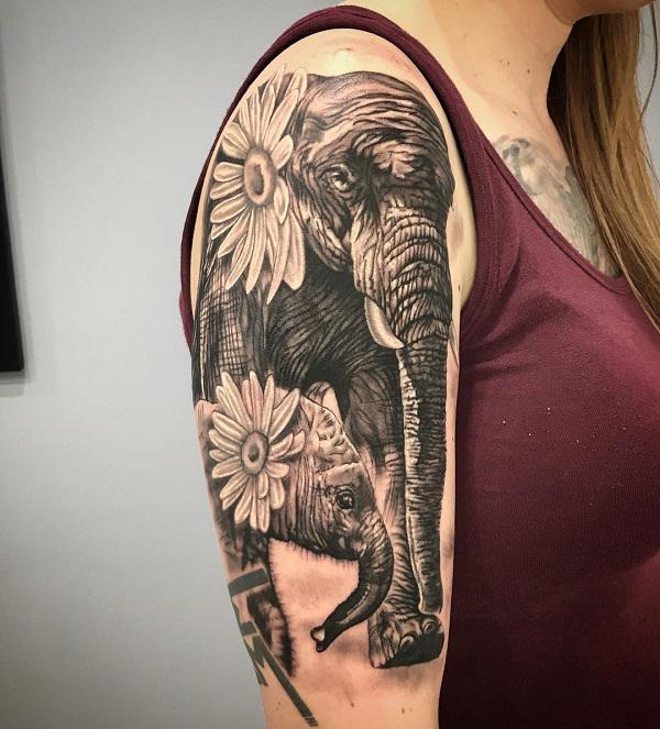 Daisy elephant tattoo