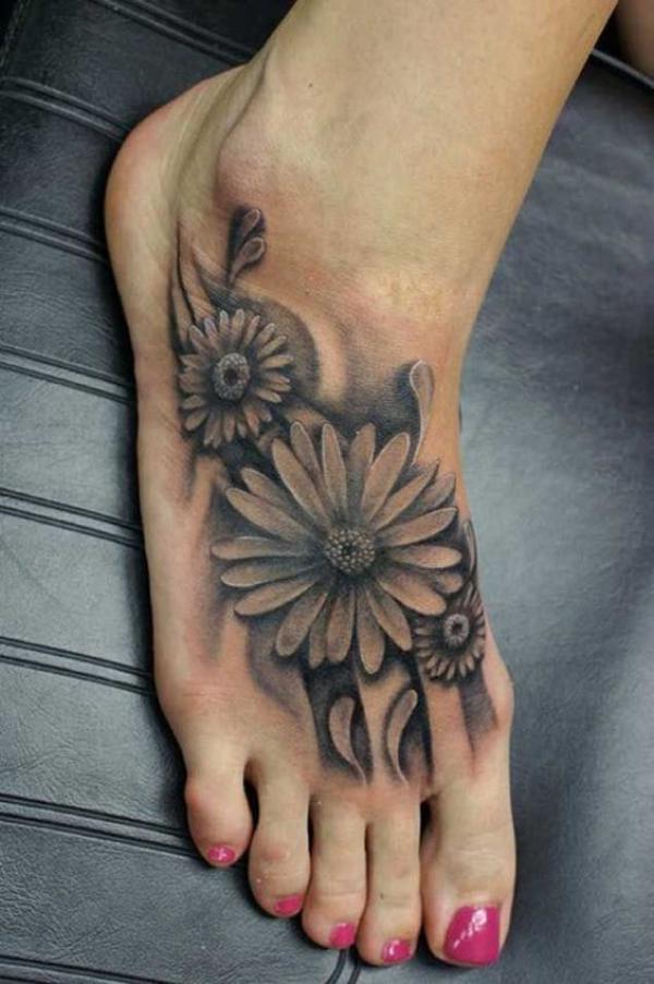 Daisy foot tattoo