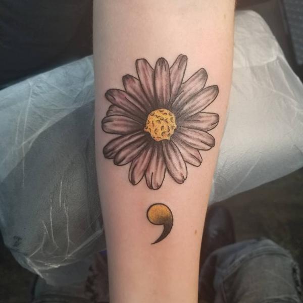 Daisy semicolon tattoo