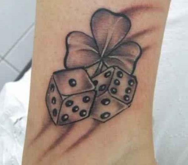 Dice and clover tattoo